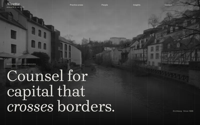 Home page of Alzette, a concept website (Law firm, Luxembourg)